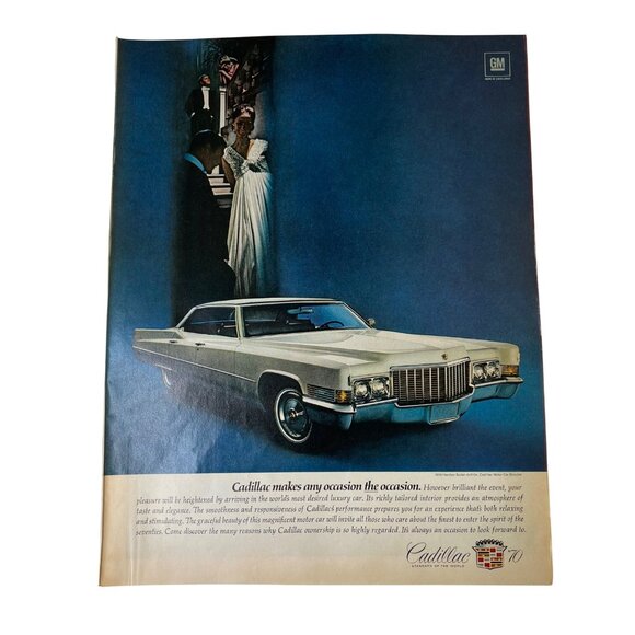1970 Cadillac 70 Vintage Full Page Print Ad Woman Talking to Man Original u - Picture 1 of 6